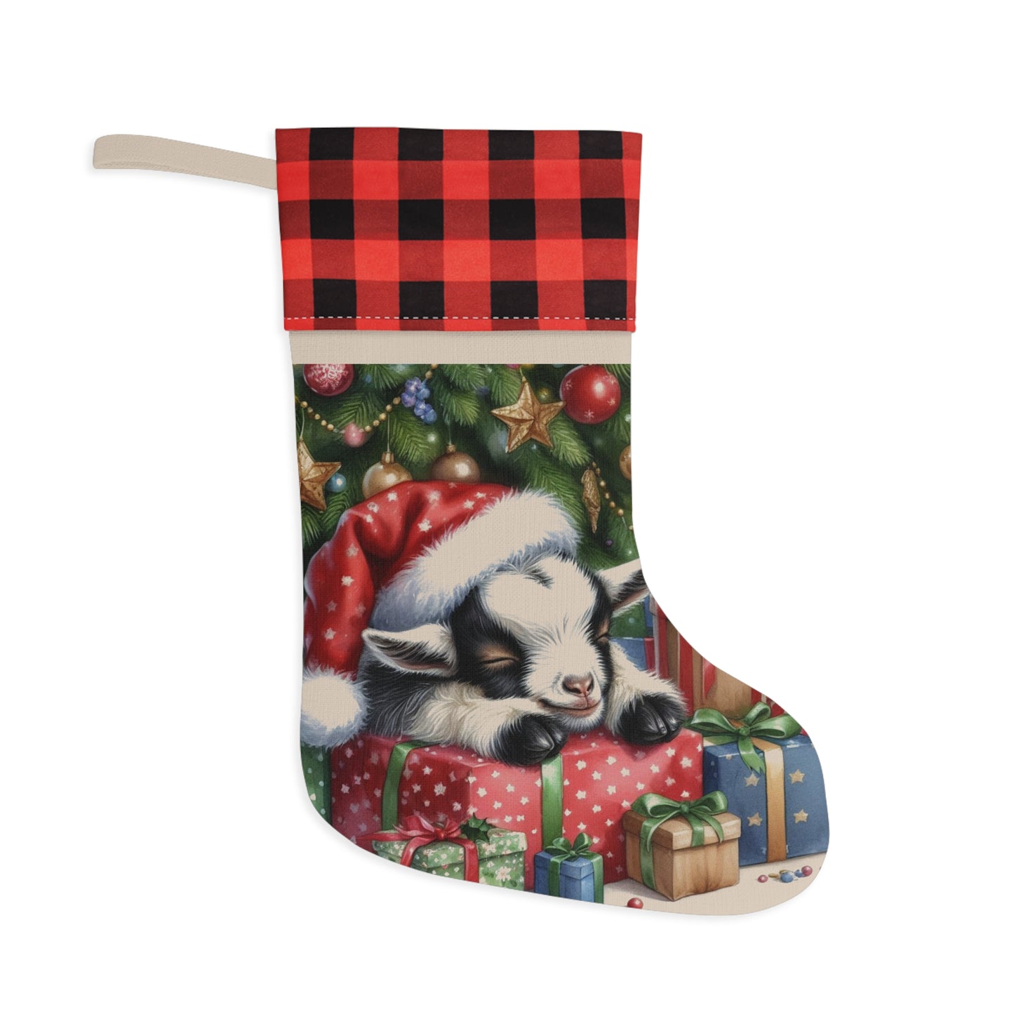 Cozy Christmas Stocking, Personalized Holiday Decor, Buffalo Check Design, Festive Home Accessory, Gift for Family