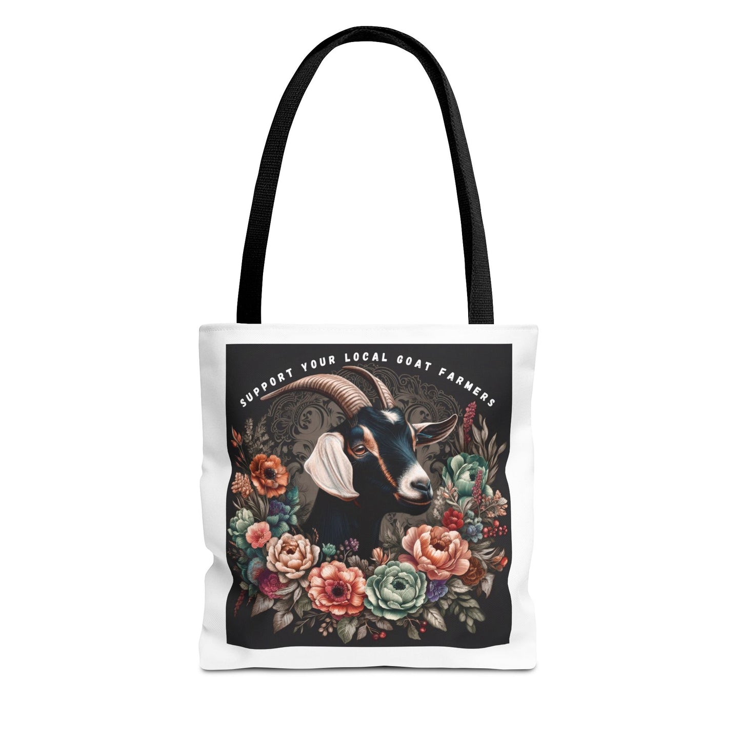 Support Local Goat Farmers Tote Bag, Eco-Friendly Market Bag, Floral Shopping Tote, Gift for Farmers, Animal Lover Bag