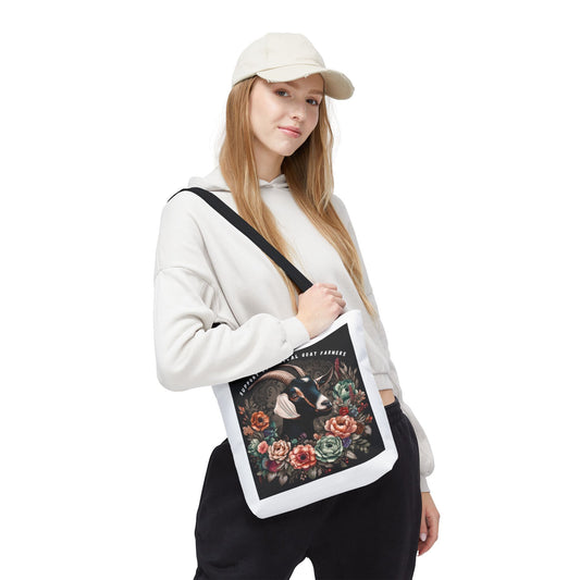 Support Local Goat Farmers Tote Bag, Eco-Friendly Market Bag, Floral Shopping Tote, Gift for Farmers, Animal Lover Bag
